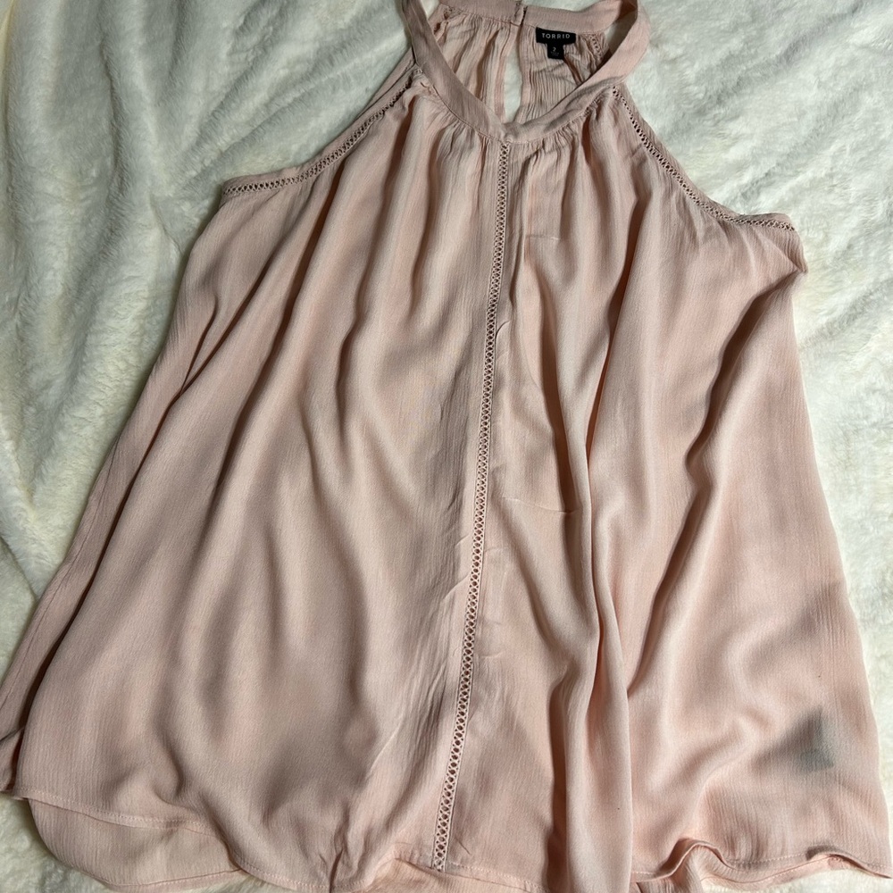 Light Blush Halter Camisole with Ladder Trim